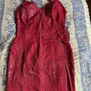 Haute Monde Vibrant Red Backless Dress